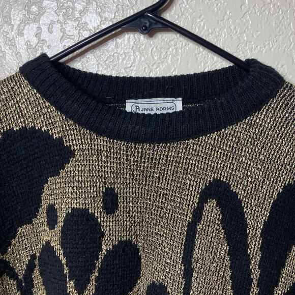Vintage Jane Adams Sweater Womens Size XL? See Measurements Floral Metallic Gold - Picture 3 of 13